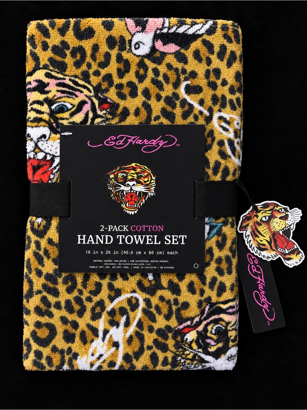 Ed Hardy Leopard Hand Towel Set NWT